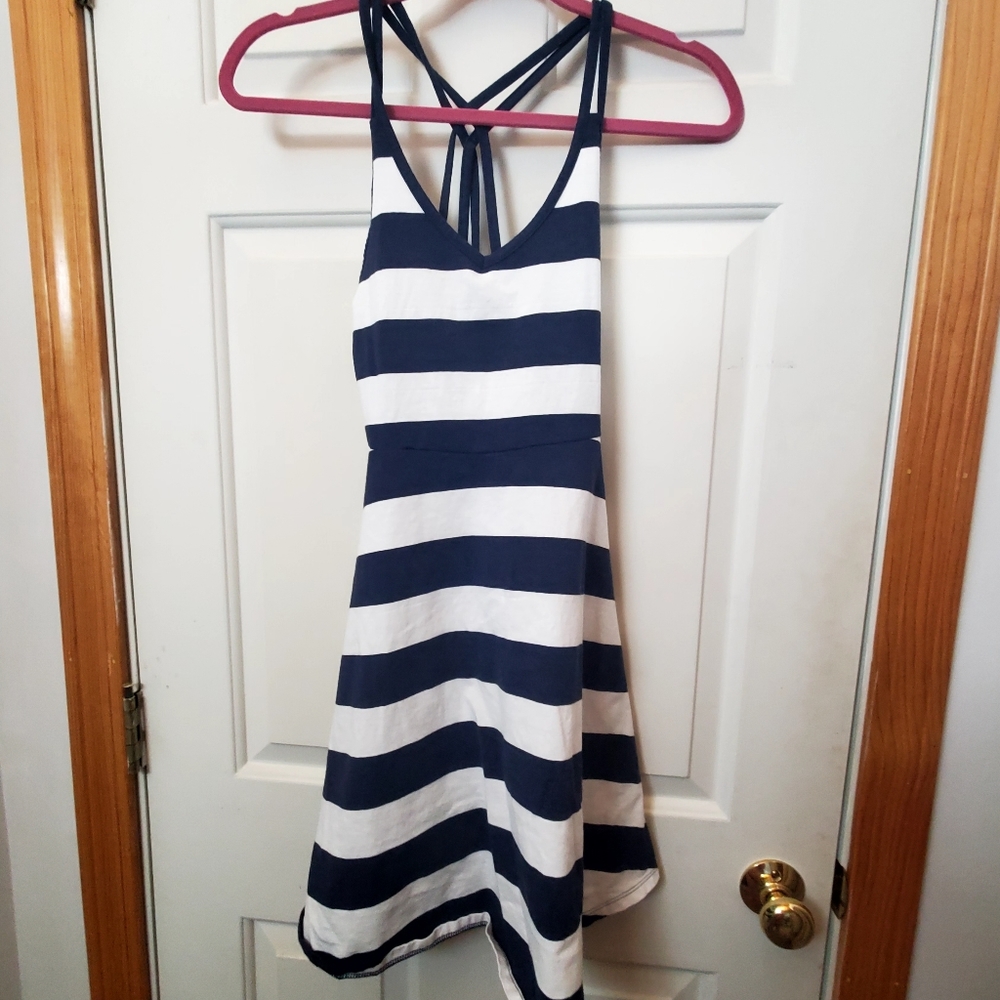 Authentic American heritage skater dress blue and white striped size small.